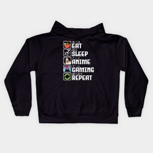 Eat Sleep Anime Gaming Repeat Kids Hoodie